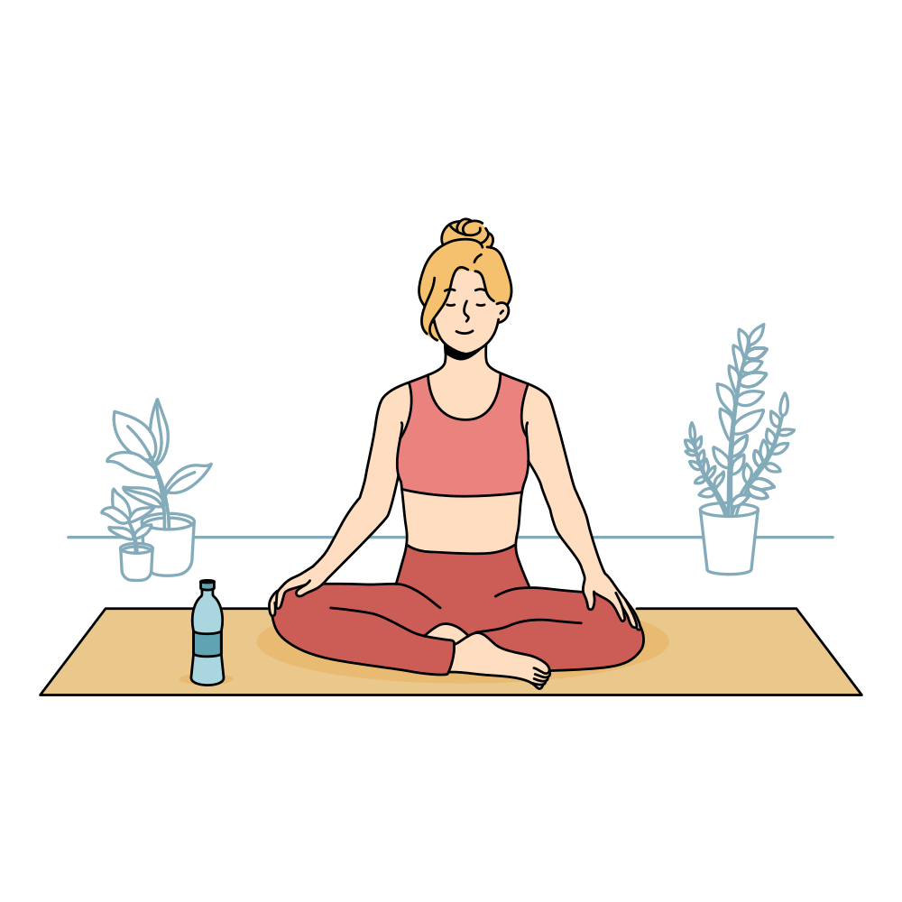 Em um ambiente seguro e confidencial, a terapia fortalece o autoconhecimento e a paz interior. Mulher meditando, simbolizando paz interior.