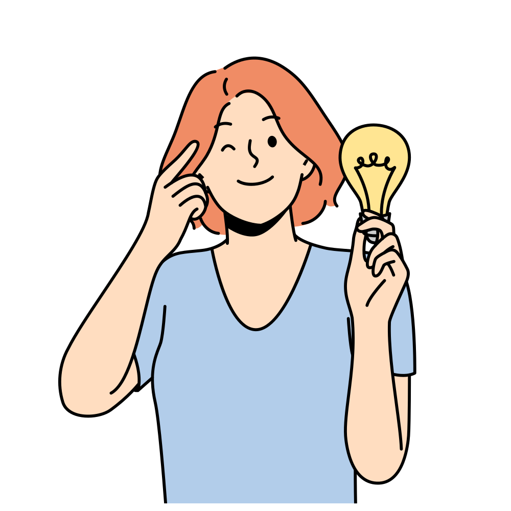 A terapia ilumina seu caminho, trazendo clareza e novas soluções para os desafios. Pessoa com lâmpada na mão, representando novas ideias.